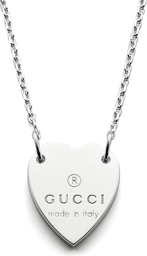 gucci 925 sterling silver necklace|Gucci trademark heart silver necklace.